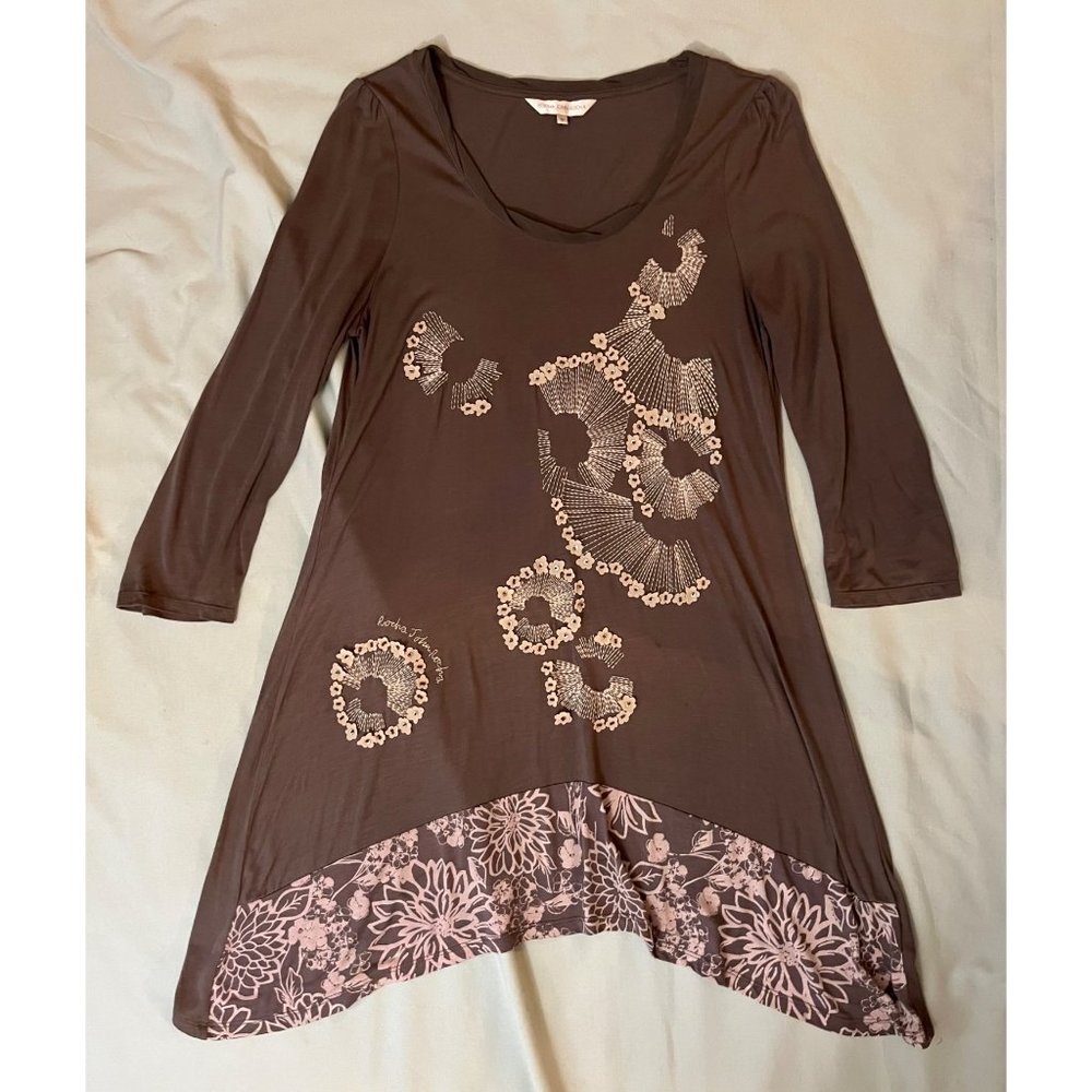 Rocha John Rocha UK 12 US 8 Dress Tunic Ireland Flowers Viscose Knit Jersey Gray
